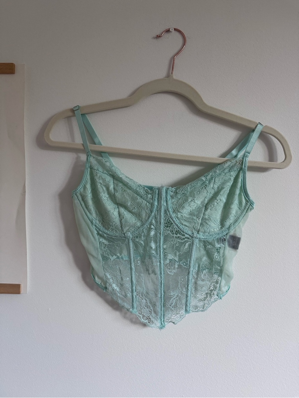 Lace Longline Bralette Corset in Mint Green